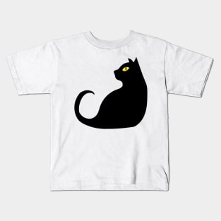 Black cat side stare Kids T-Shirt